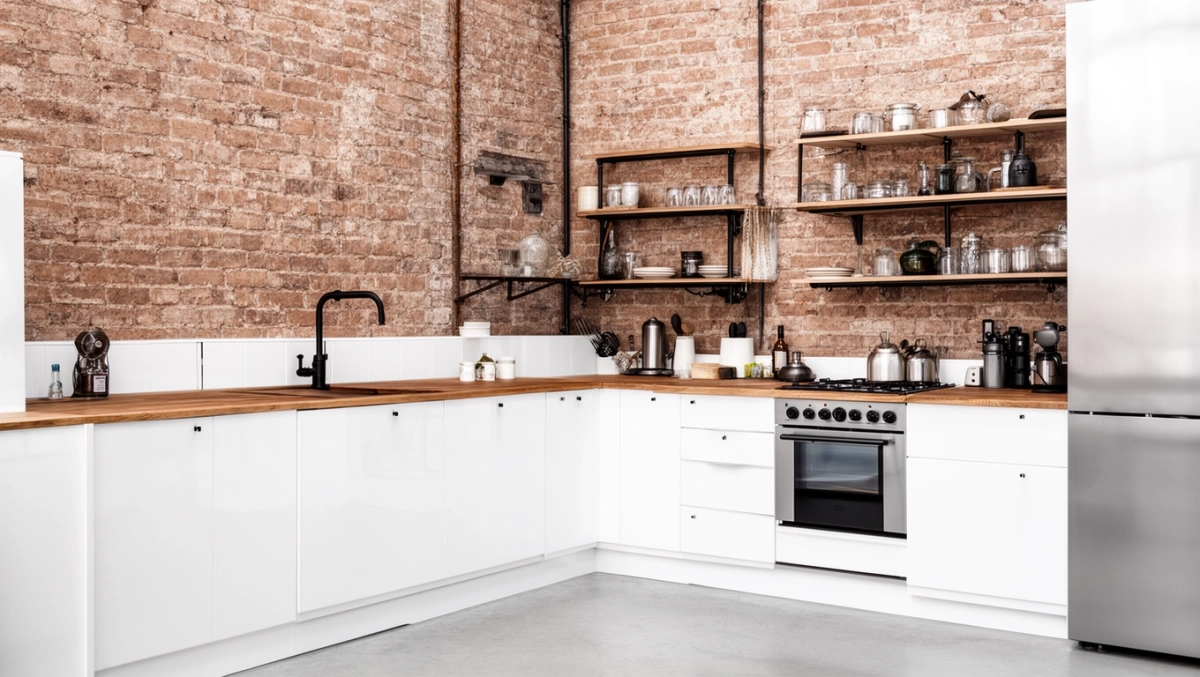 biała kuchnia w stylu industrialnym