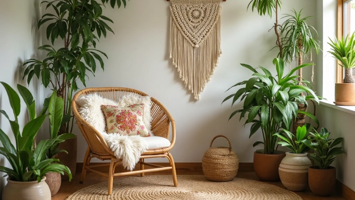 Mały salon w stylu boho