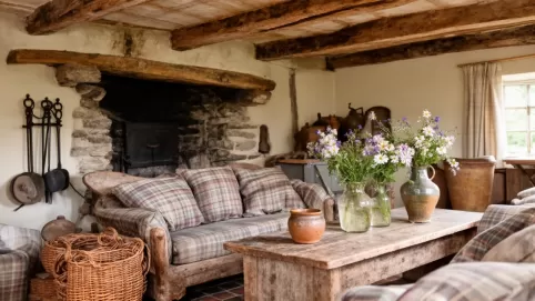 aranżacje salonu styl wiejski