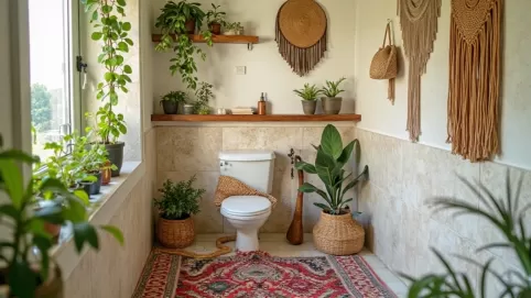 Mała łazienka w stylu boho