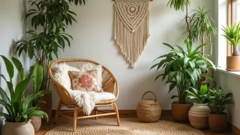 Mały salon w stylu boho