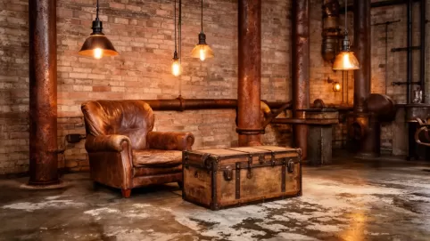 Salon w stylu loft vintage